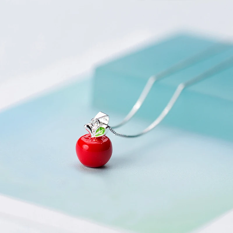 MloveAcc Adam's Even's Garden Of Eden фруктовое красное ожерелье с кулоном-яблоком 925 пробы Серебряное ювелирное изделие подарок для девочек