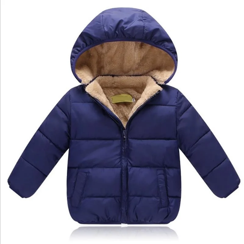 Новые детские зимние куртки, детские пальто с капюшоном, плотные детские теплые парки, одежда для маленьких девочек и мальчиков, верхняя одежда для детей 12 мес.-3 лет - Цвет: Navy Blue