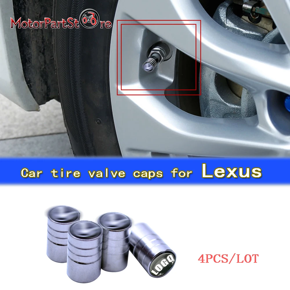 

For Lexus 4pcs Chrome Tire Wheel Rim Stem Air Valve Caps Universal Valve Caps Car Wheel