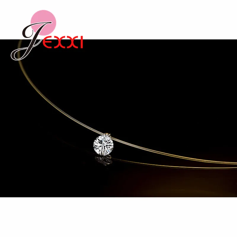 Цена со скидкой, 925 пробы, Серебряная Женская короткая цепочка, вечерние ювелирные изделия, прозрачное ожерелье с подвеской из австрийского кристалла, подарок