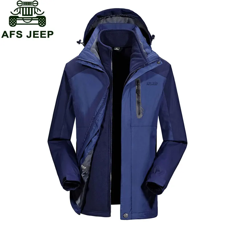

2017 Autumn M~4XL 2pcs CLOTHES Brand Jacket Liner Fleece Men Casual Detachable Patchwork Hooded Collar Casual Coat Men Jacket