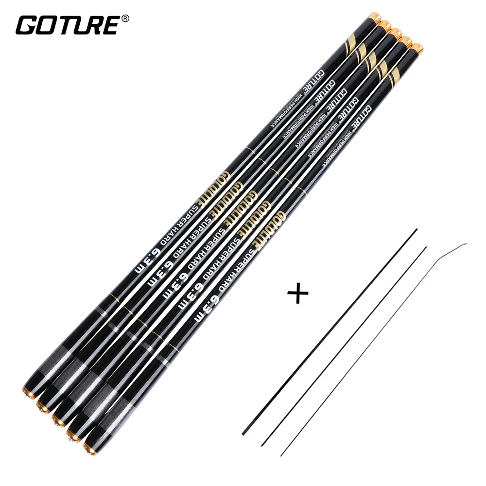 Goture Carp Feeder Fishing Rod Carbon Fiber Telescopic Rods Hand Pole 3.6-7.2m Stream Rods Tackle Vara De Pesca