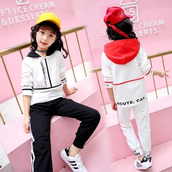 

Girls Set 2018 Spring & Autumn Children's Clothing Sets Teenage Girls Long Sleeve Tracksuit Kids Clothes Sports Suit 2 Colors