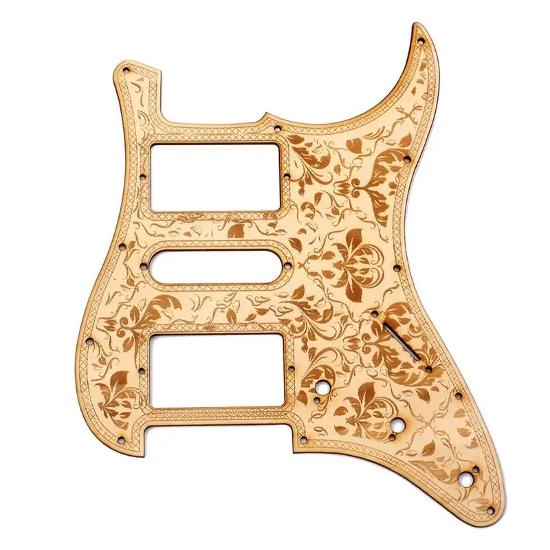 

Wood Color Maple Flower Pattern SSS Guitar Pickguard Scratchplate Electronic Guitar Replacement (Double-Single-Double)