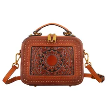 Nesitu Highend цветочный узор винтажная коричневая серая Красная Зеленая натуральная кожа Маленькая женская сумка через плечо сумка M3039