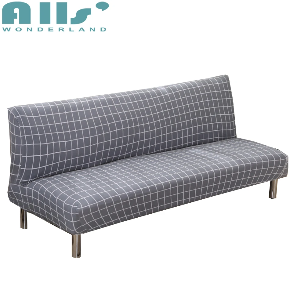 Grey plaid Armless couch sofa covers for living room universal elastic