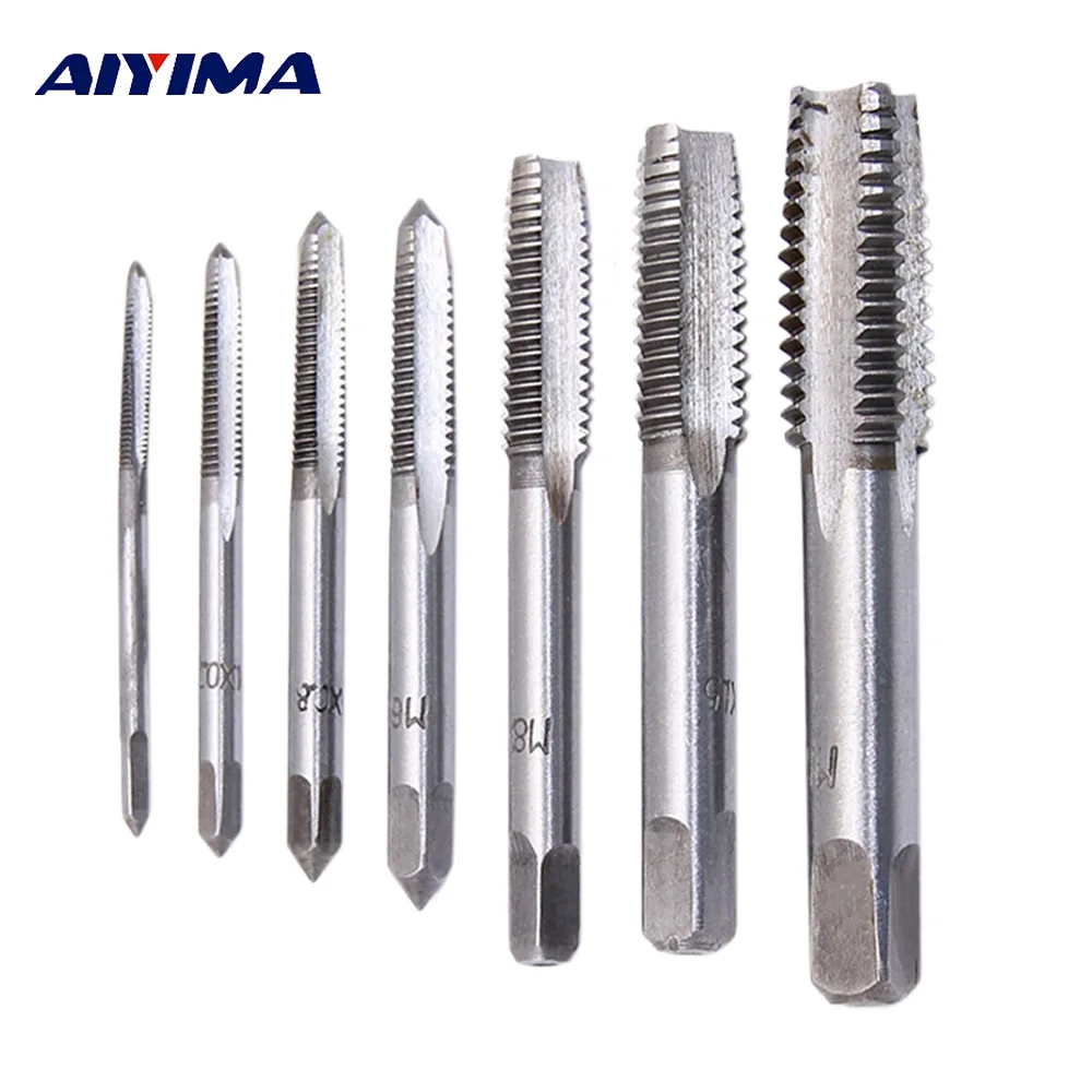 

AIYIMA Screw Tap M3-M12 Metric Drill Bit Wrench Threading Tool Point Metric Plug Handle Square Straight Groove Sets Hand Thread