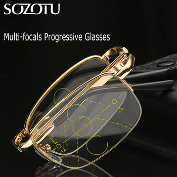 

SOZOTU Folding Multi-focal Progressive Reading Glasses Men Women Foldable Presbyopic Eyeglasses +1.0+1.5+2.0+2.5+3.0+3.5 YQ637
