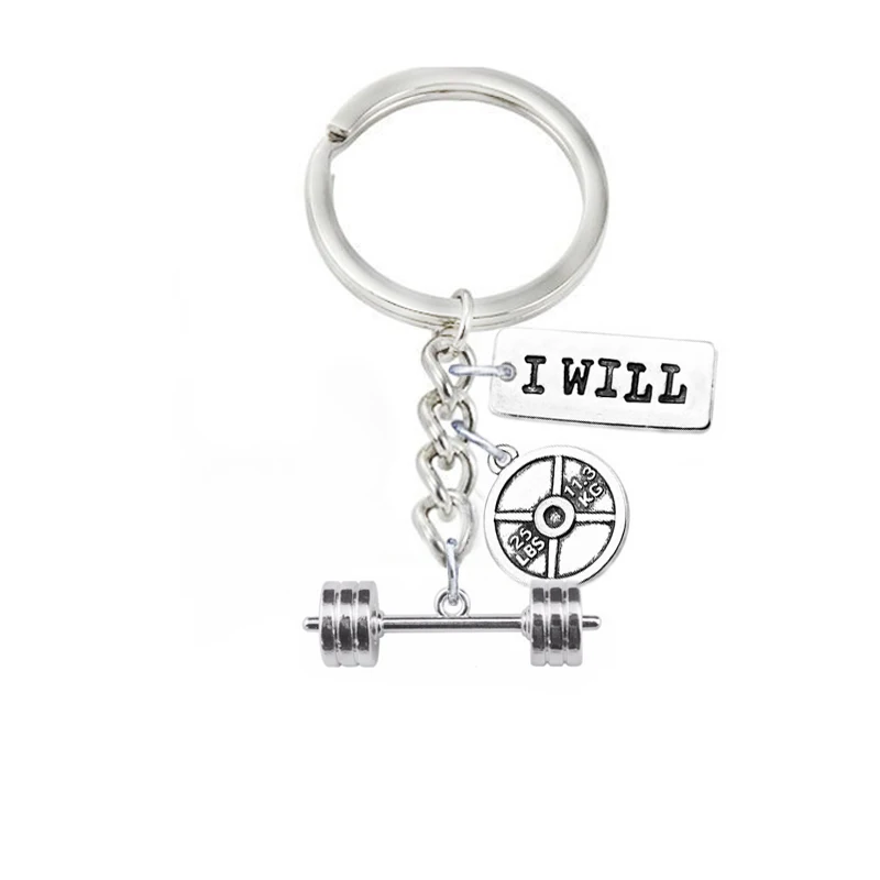 I Will Weight Lifting Barbell Weight Plate Gym Sport Inspire Key Chains