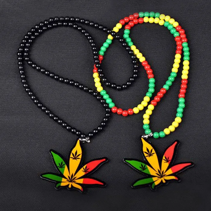 

Plant Luxury Brand Good Wood Hip Hop Necklace Men Long Chain Beads Leaf Necklaces Pendants Women Costume Jewelry Wholesale