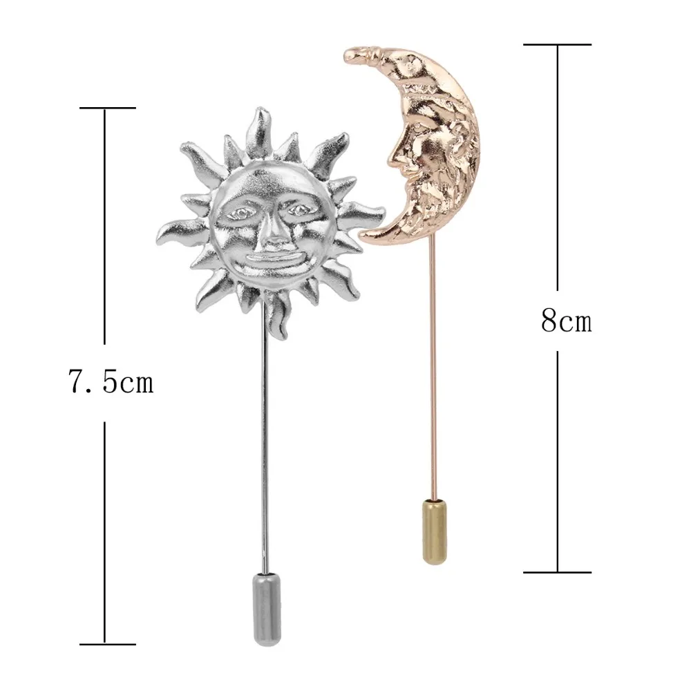 Модные солнечные лунные булавки для костюма, специальный дизайн, мужские и женские броши кэжуал, ткань, брошь на лацкане, ювелирная брошь, Подарочная брошь XS167
