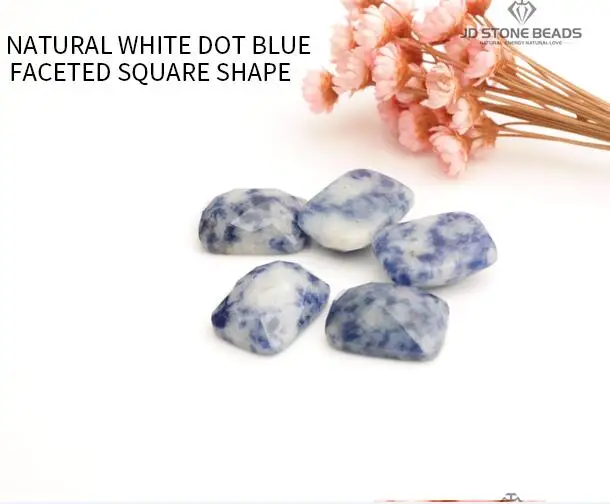 Симпатичные квадратной формы целебные чакра DIY Шарм бусины tuiquoise камни Друза Кристалл Камень случайный цвет кабошон 10x14x4,5 мм JD камень - Цвет: WHITE DOT BLUE