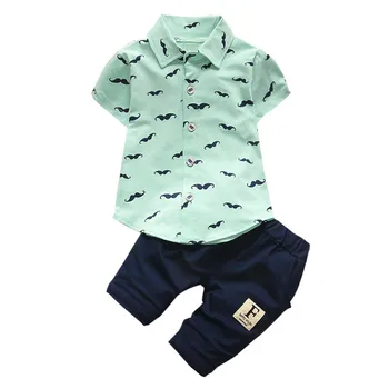 SZYADEOU Summer Toddler Kids Baby Boys Beard T Shirt Tops+Shorts Pants Outfit Clothes Set Baby jongens шорты детские L4