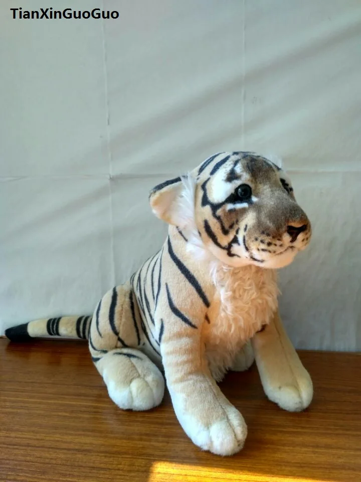 large 35x30cm artificial tiger plush toy cartoon squatting yellow soft doll throw pillow birthday gift b2826 | Игрушки и хобби