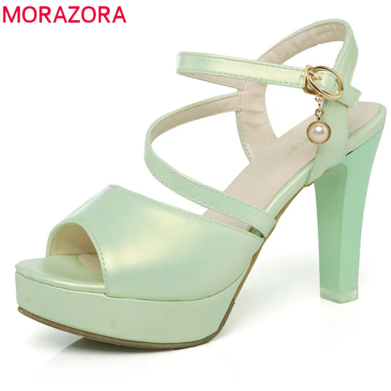

MORAZORA 2020 new arrive women sandals elegant peep toe summer shoes buckle solid party wedding shoes thin high heel shoes woman