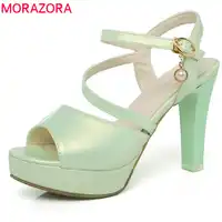MORAZORA 2020 new arrive women sandals elegant peep toe summer shoes buckle solid party wedding shoes thin high heel shoes woman