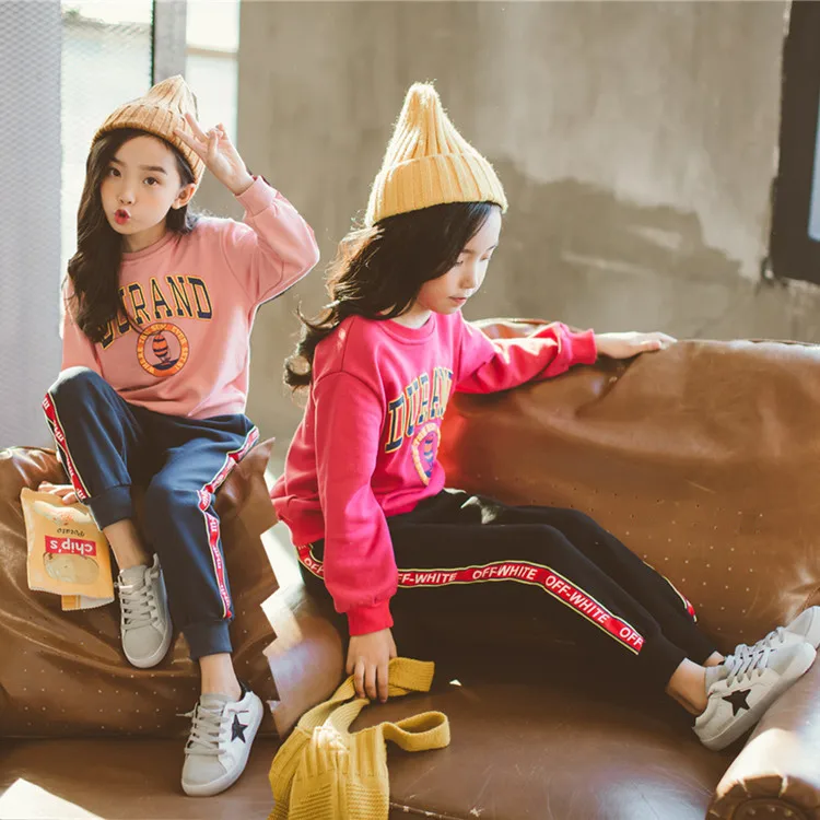 

Teenage Girls Clothes Children Clothing Set Cotton Sweatshirt + Pants Two-Piece Casual Fashion Kids Girls Clothes Suit 6 8 10 12