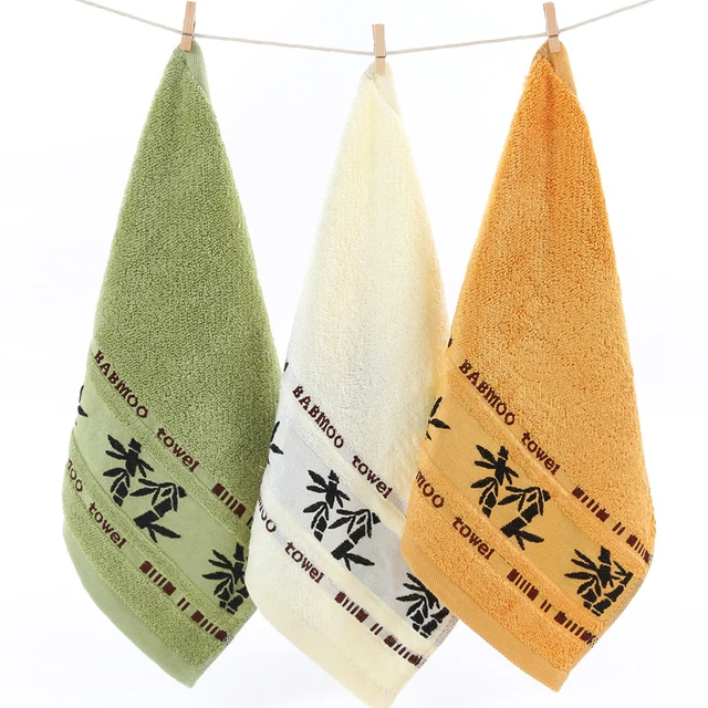 Cheap Washing Face Towel Hair Drying Small Square Soft Bath Towel Absorbent Drying Cotton No Fade Bamboo Pattern Bamboo Fiber Bibs