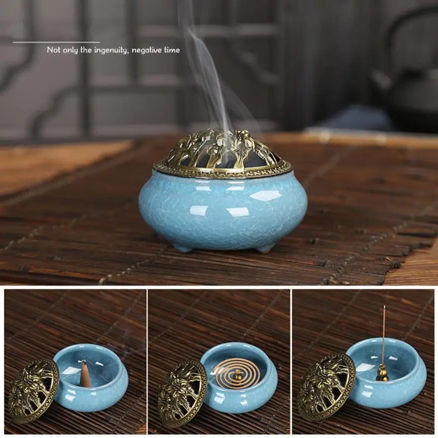 

NEW Colorful Porcelain Incense Burner Ceramic Cone Incense Burner Holder Buddhist Incensario De Ceramica Celadon