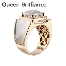 Men ring 8 Ct GH Color brilliant cut Moissanite Ring 14K white gold Classic Engagement Wedding Anniversary Ring Fine Jewelry