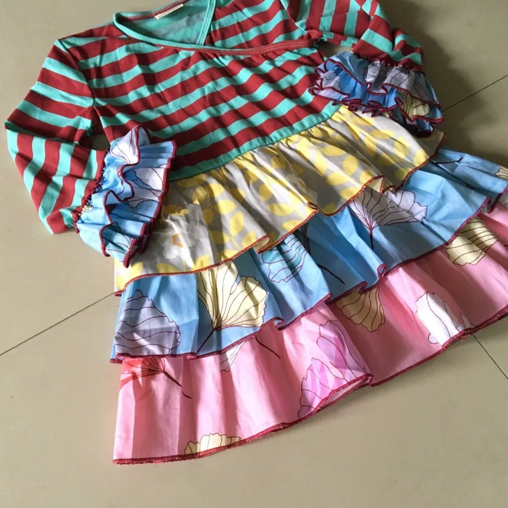 

Ancient China Series 100% cotton Summer and Autumn striped cloth and ruffles Baby Girls clothing for present Toddler Dress