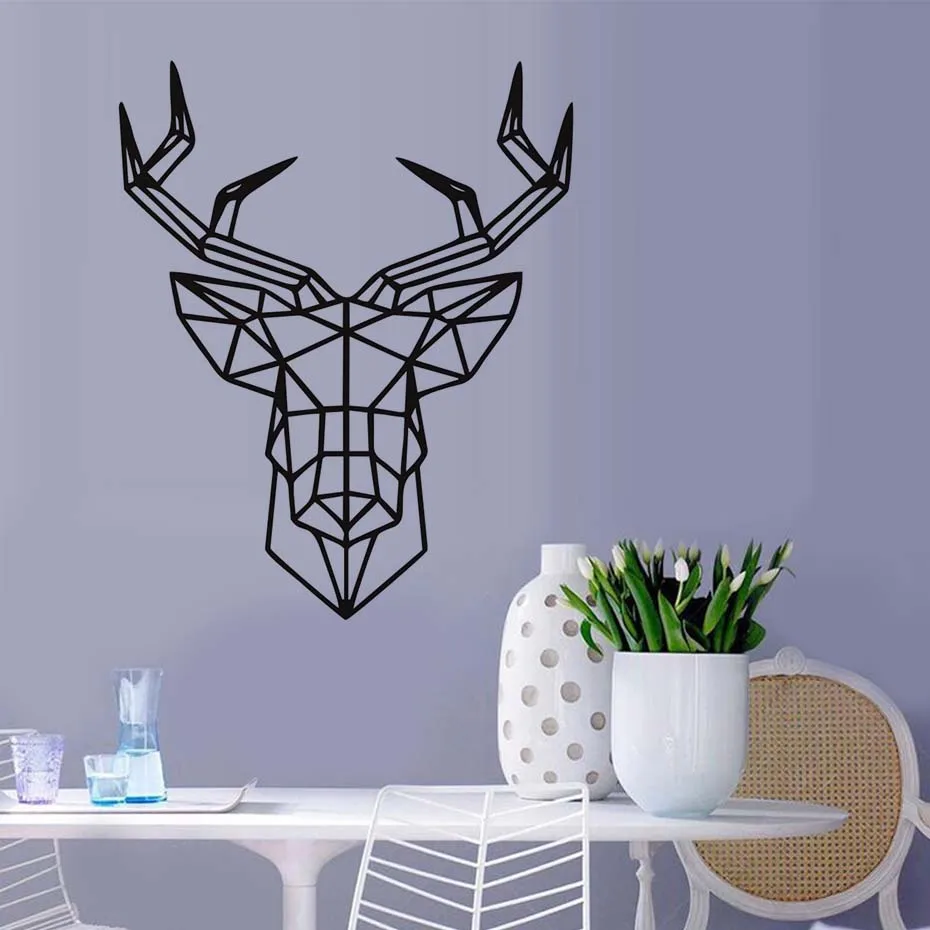 Geometric Deer Head Wall Sticker Geometry Animal Series Decal 3D Vinyl