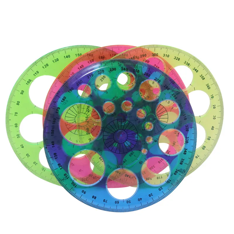 Regle - equerre,Règle de dessin ronde multifonction,4 pièces,pour ...