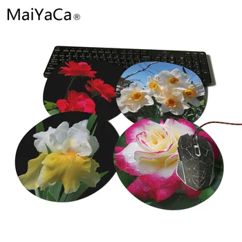

MaiYaCa Round Double Delight Rose Customize Your Own Image Good Quality Anti-Skid Table Mats Sunny Faces of Spring Gold