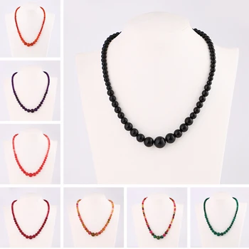 

Women Necklace Natural Healing crystal Power Stone Agate Beads Chain Reiki Charm Gem Female Choker Male Men Fine amber Jewelry