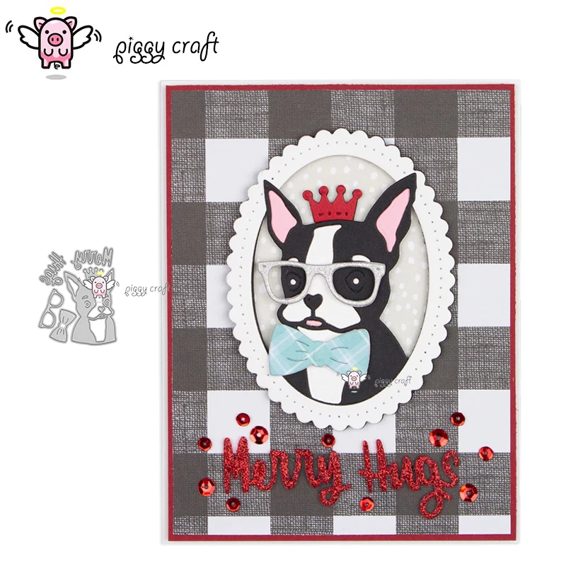 

Piggy Craft metal cutting dies cut die mold 2019 New Cute Bulldog Scrapbook paper craft knife mould blade punch stencils dies