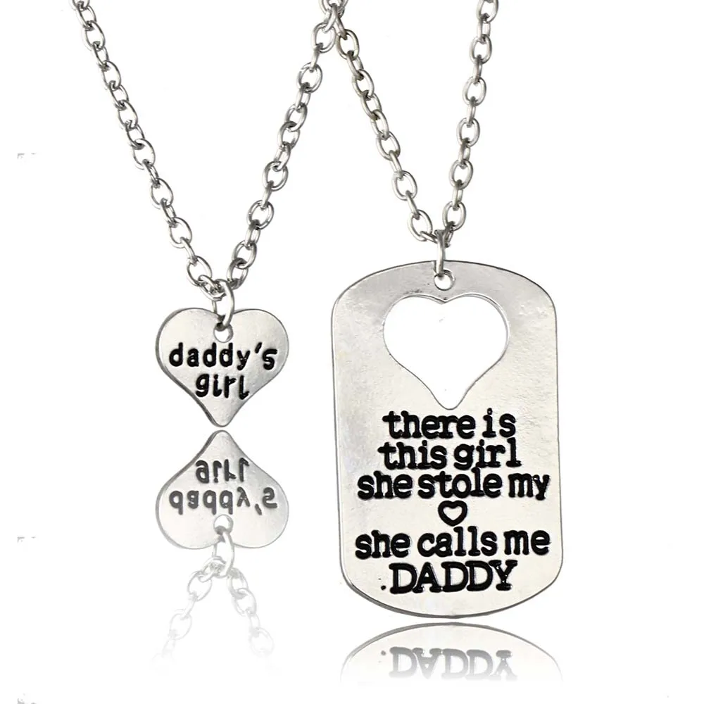 Buy 2pcs Daddy's Girl Heart Pendant Necklace Family