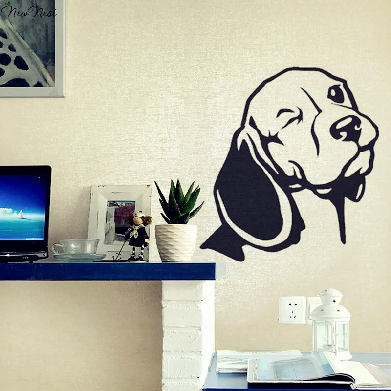 

Playful Beagle Wall Decal Vinyl Sticker Home Decor, Dog Head Wall Art Mural, Living Room, Bedroom, KItchen Wall Decoration