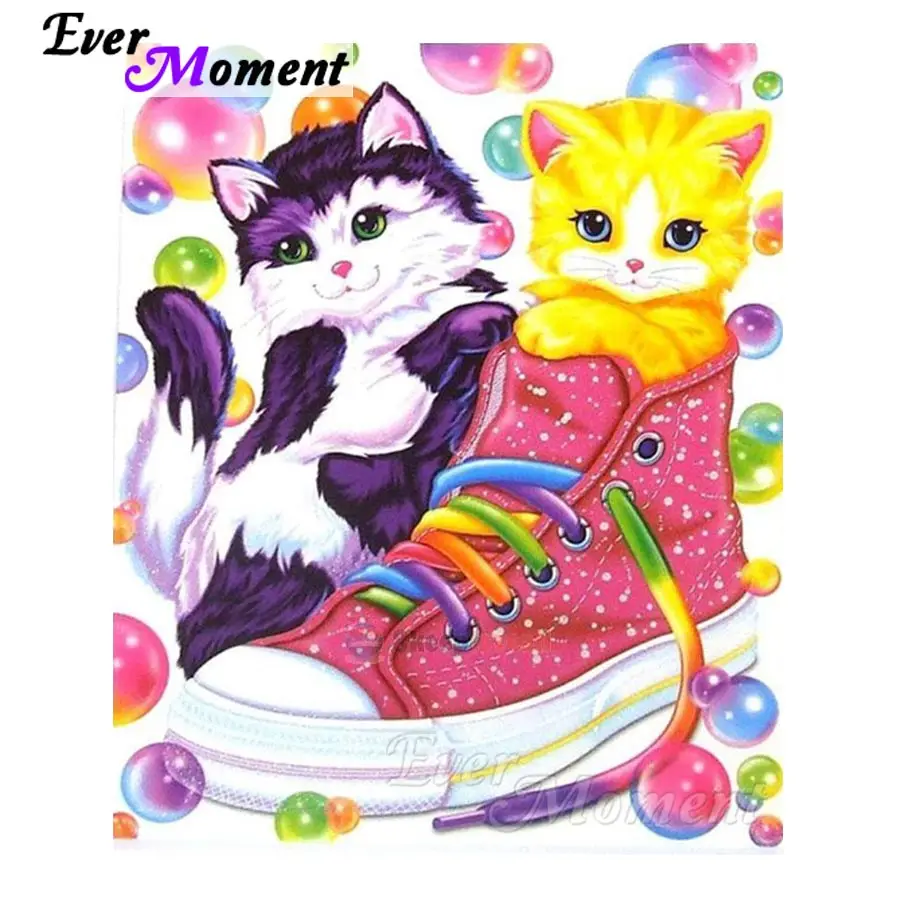 

Ever Moment Diamond Painting Lovely Cats In Shoes Beautiful 5D DIY Picture Mosaic Full Square Diamond Embroidery S2F234