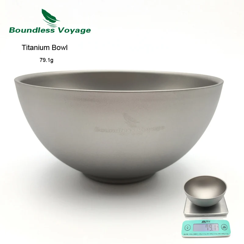 Boundless Voyage Double Wall Titanium Bowl Lightweight Camping Portable
