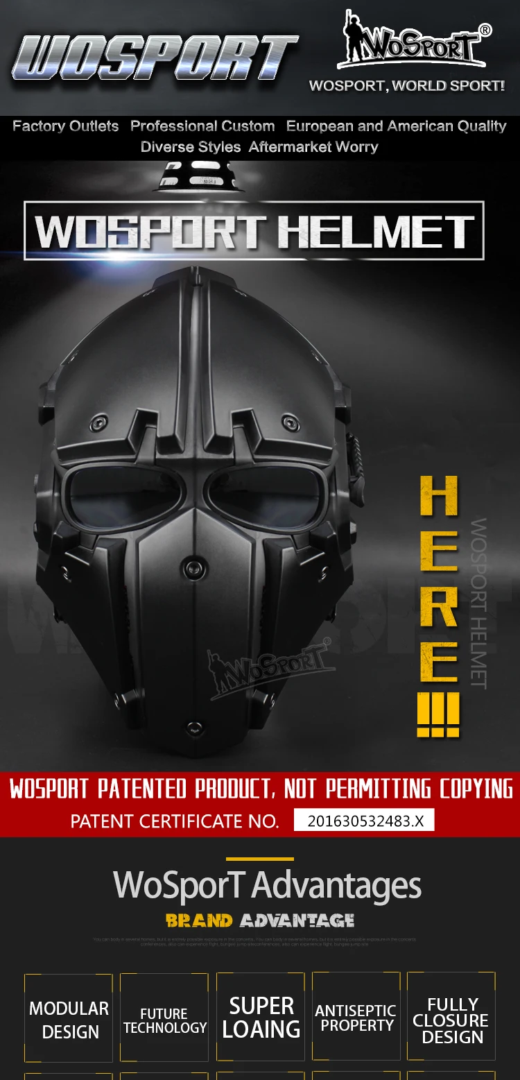 WoSporT тактические Спортивные защитные шлемы подходят 54 см-64 см головы 5 стекла для очков+ внутренние вентиляторы системы DIY Пейнтбол страйкбол спортивные шлемы