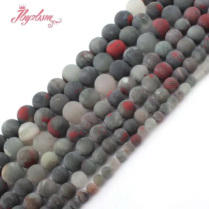

4,6,8,10,12mm Frost Round Beads Ball Bloodstone Heliotrope Natural Stone Beads For DIY Necklace Jewelry Making 15" Free Shipping