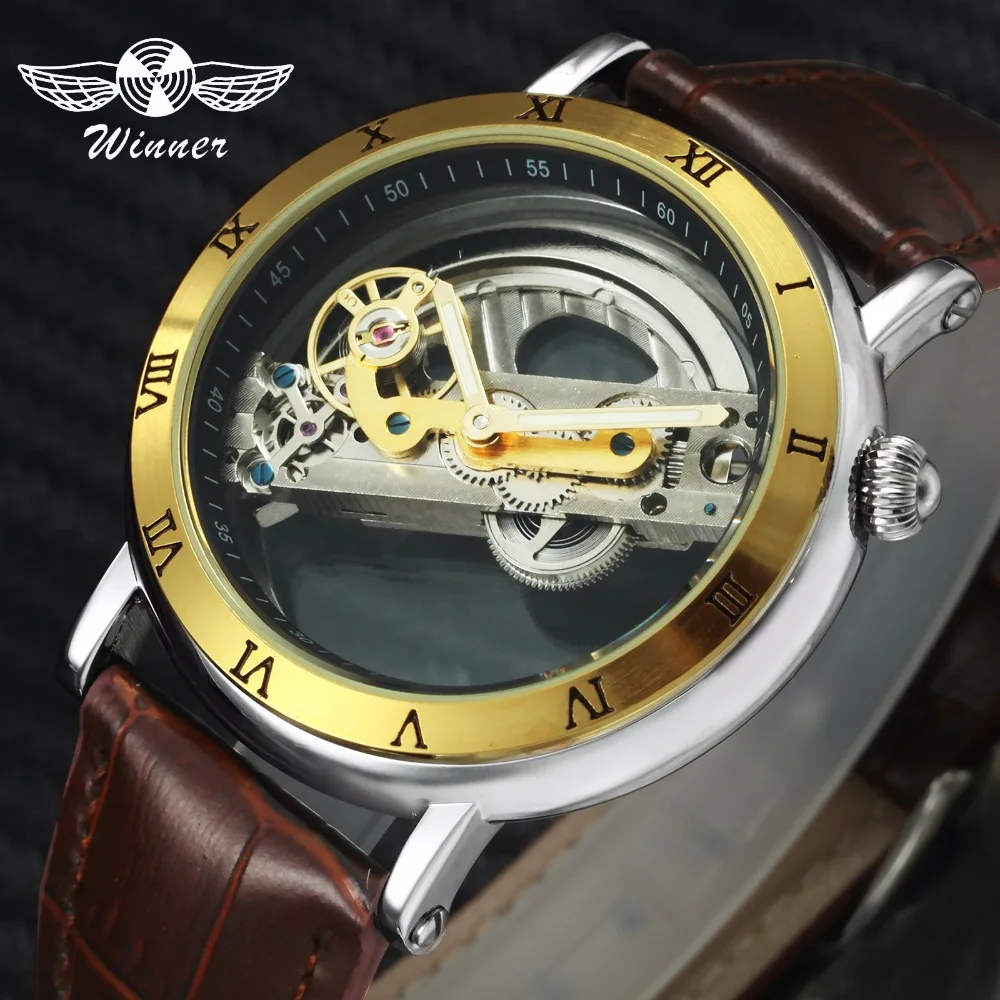 الرجال الفاخرة الذهبي جسر ووتش 2018 الفائز السيارات الميكانيكية ساعة جلد أصلي حزام شفافة مضيئة اليد ساعة اليد الرجال الفاخرة الذهبي جسر ووتش 2018 الفائز السيارات الميكانيكية ساعة جلد أصلي حزام شفافة مضيئة اليد ساعة اليد