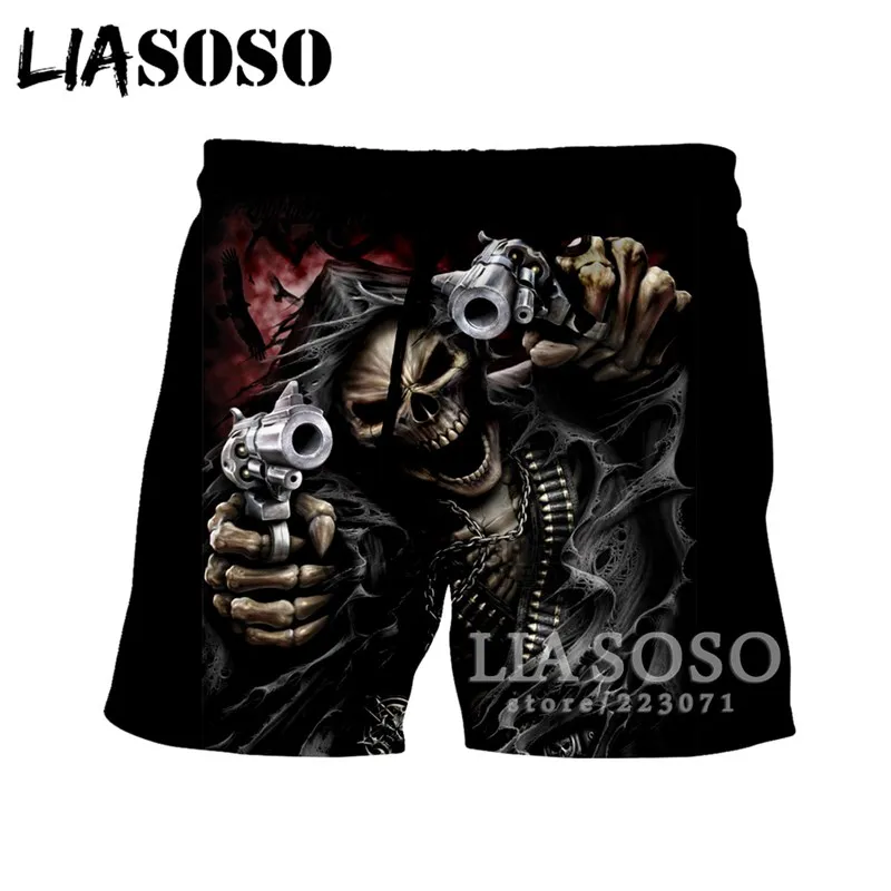LIASOSO 2019 новые летние Для мужчин Для женщин брюки 3D принт аниме Grim Reaper пляжные Фитнес Модные свободные хип-хоп Harajuku шорты A005-07