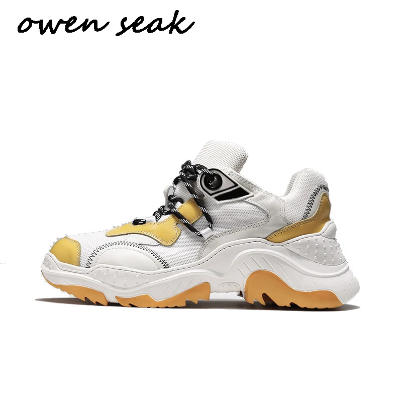 Mann Wohnungen Spitze Sommer Seak Owen Höhe Zunehmende Luxus gelb up Männer Trainer weiß Schwarzes Turnschuhe Weiße Casual Schuhe Frühling z187X8n