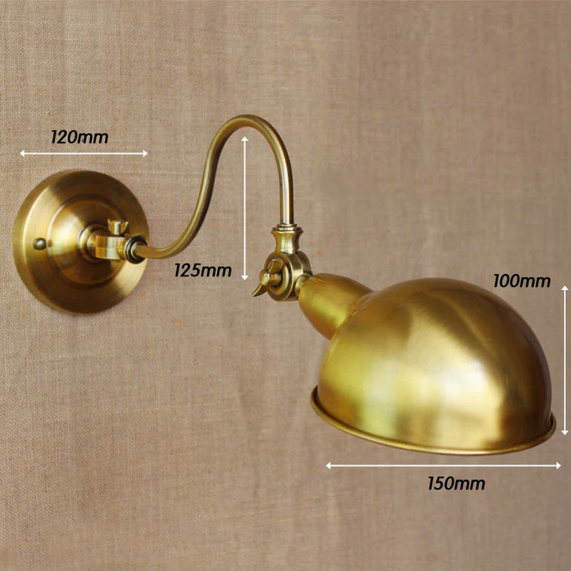 new design classical antique gold adjustable wall lamp with long swing arm for workroom bedside bedroom illumination sconce