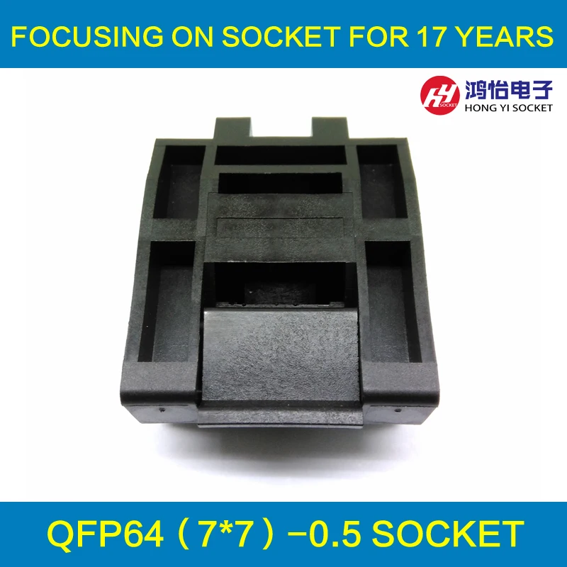 

QFP64 TQFP64 LQFP64 Clamshell Structure Burn in Socket Pitch 0.5mm FPQ-64-0.5-06 STM32 Test Socket Flash Programming Adapter