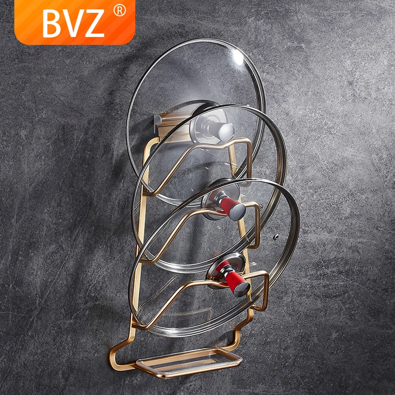 

BVZ Pot Lid Rack Shelf Holder With Water Tray Pan Cover Cutting Board Holder Organizer Rack Kitchen Accessories