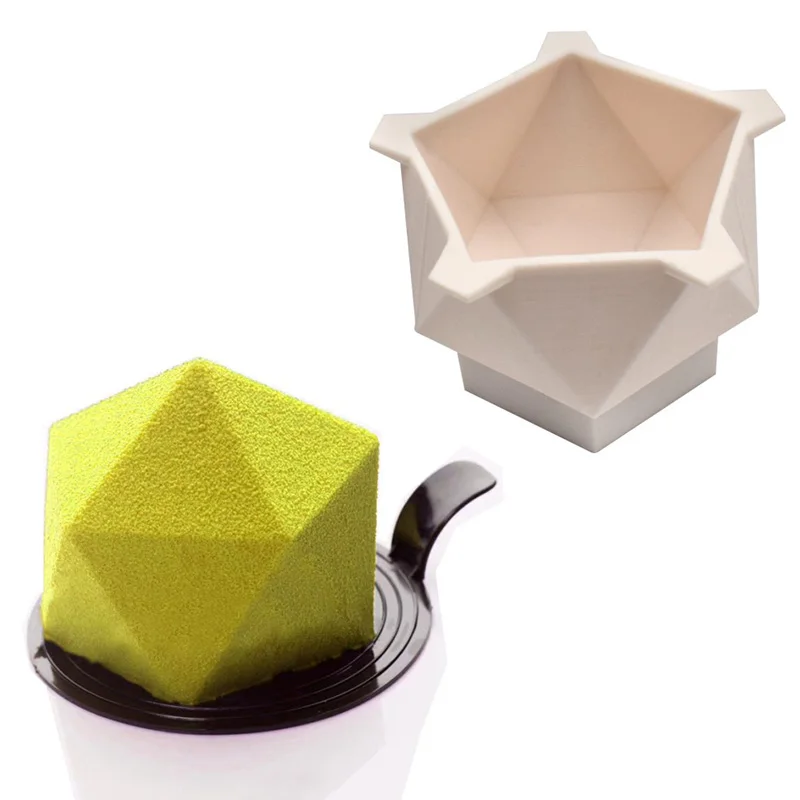 Filbake Silicone Mold 3D Cake Mould Geometric Desserts Molds for Baking Jello Ice Cream Mousse Ice Tube Pan DIY Bakery Party