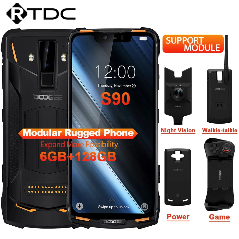 Модульный усиленный телефон DOOGEE S90 6 18 дюймовый дисплей 5050 мАч Helio P60 восемь ядер