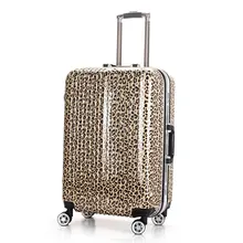 YISHIDUN Suitcase bag women men Aluminum frame ABS PC trolley case new style Leopard Print travel