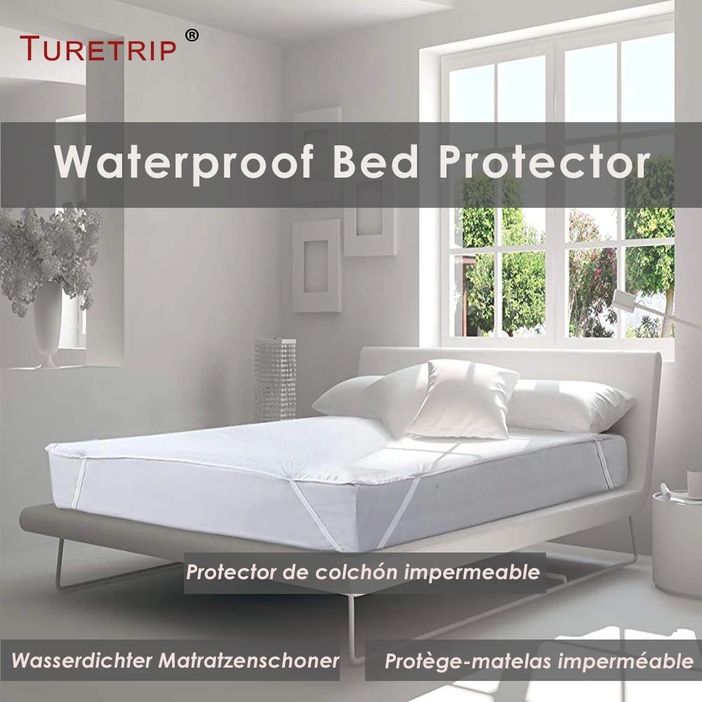 Turetrip القطن تيري للماء السرير ورقة صالح ل فراش سادة غطاء مع مرونة الفرقة السرير حامي المستشفى ورقة مكافحة العث