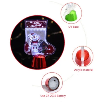 

Flashing Night Light Dynamic 3D Acrylic Plate Table Lamp Battery Powered Stocking Decorative Lamp Ornament For Christmas LED