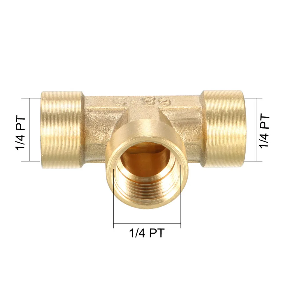 Water /& Wood Brass Tone 3//8 T Shape Hose Fitting for Air Water