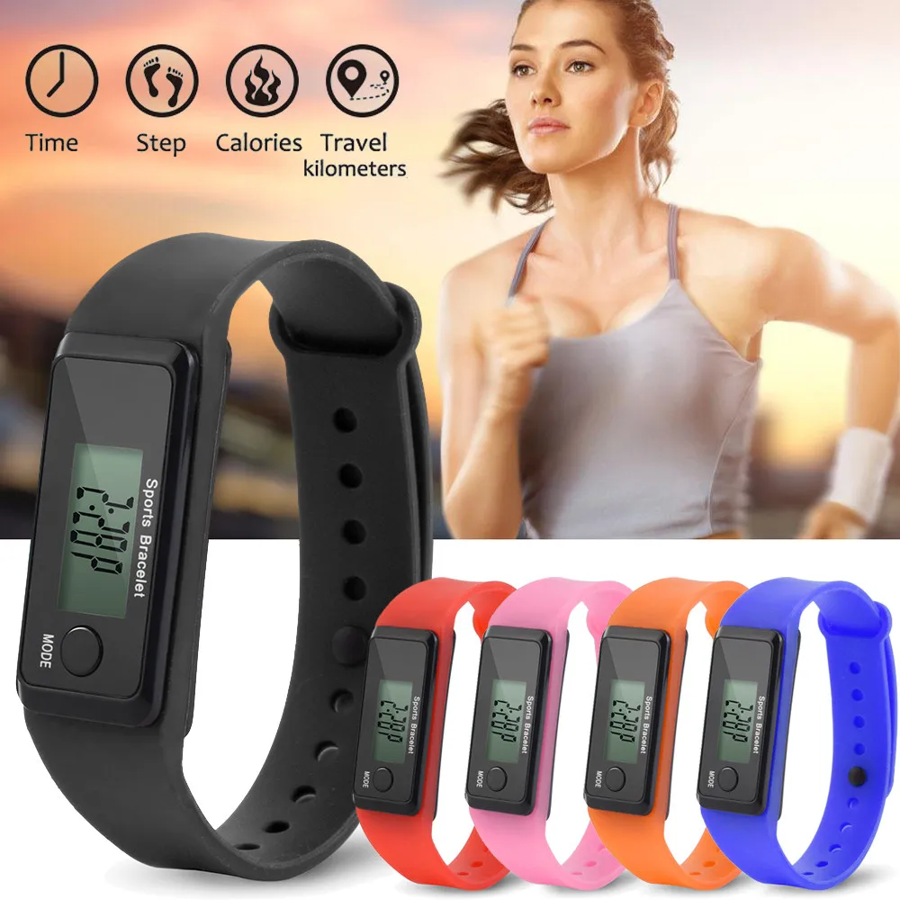 

Run Step Watch Bracelet Pedometer Calorie Counter Digital LCD Walking Distance Electronic wrist Watch mens watches top brand