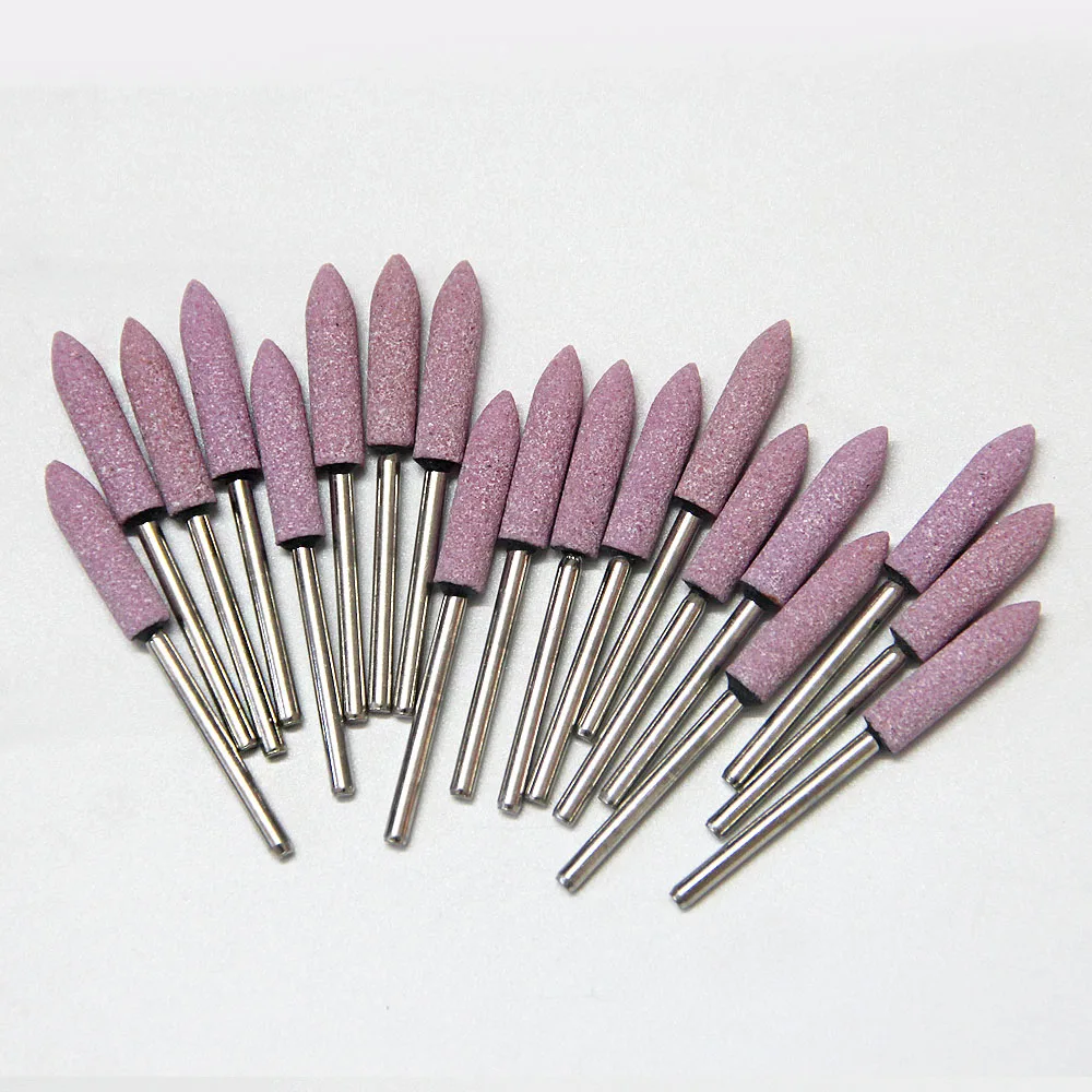 

20pcs Chain Saw Sharpening Stone 3mm Shank 6mm Head Dia Grinding Wheel Stone Dremel Rotary Tools Bullet-Shape